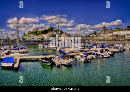 GB - DEVON: View of Torquay Harbour and Town Stock Photo