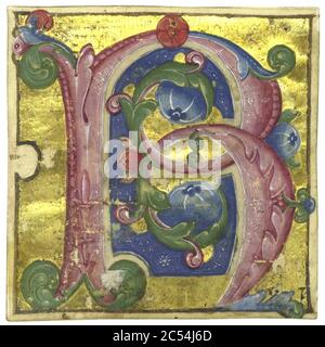 Initial B from an Italian choirbook. Stock Photo