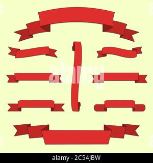 Red Web Ribbons Set, Vector Illustration eps10 Stock Vector