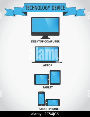 Responsive design for web- computer screen, smartphone, tablet icons set Stock Vector