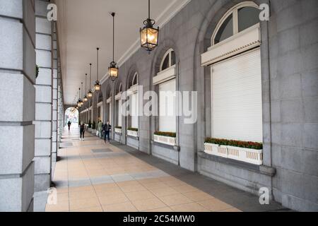 30 June 2020. The Ritz Hotel Arcade frontage shuttered during Coronavirus lockdown in Piccadilly,  London UK Stock Photo