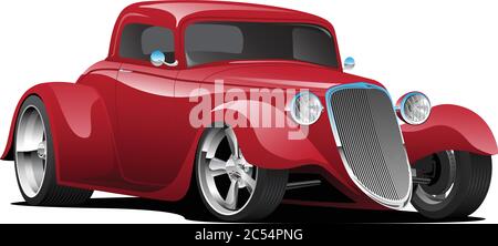 Custom American Red Hot Rod Car Isolated Vector Illustration Stock Vector