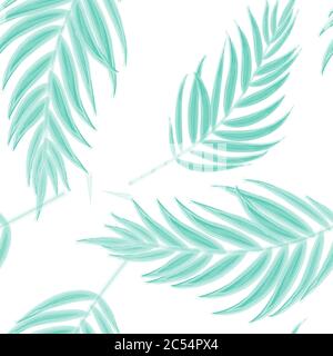 Palm Leaf isolated on white. Seamless Pattern. Vector Illustration Stock Vector