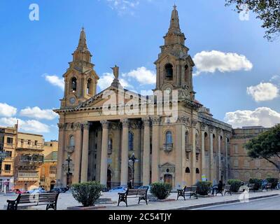 Catholic church in Valletta Stock Photo