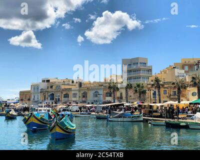 Popular fishing village in Malta Stock Photo