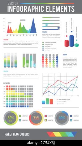 Set Infographic Elements Collection. Flat ITdesign style for presentation Stock Vector