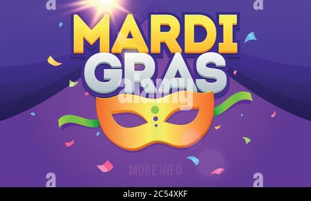 Mardi Gras design element. Mardi Gras Party Mask Poster. Holiday poster, banner, flyer template Stock Vector