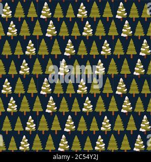 Seamless vector pattern with pine trees. Christmas wrapping paper Stock Vector