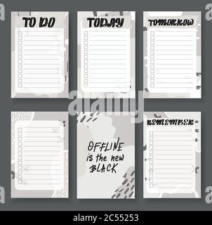 Memphis style. Template for agenda, planners, check lists Stock Vector