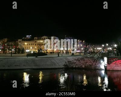 Riga downtown at night Stock Photo