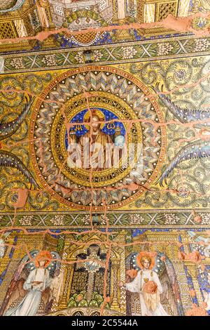 Kaiser Wilhelm Memorial Church, interior view, ceiling mosaic, Charlottenburg-Wilmersdorf, Berlin, Germany Stock Photo