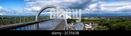 Panorama of Falkirk Wheel, Falkirk, Scotland, UK Stock Photo