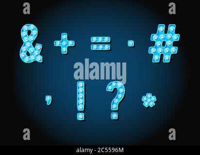 Casino or Broadway Signs style light bulb Special Symbols in Vector Stock Vector