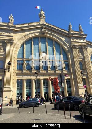 Entrance of the Gare du nord in Paris Stock Photo