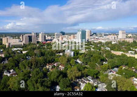 Aerial views of the downtown Sacramento skyline Stock Photo