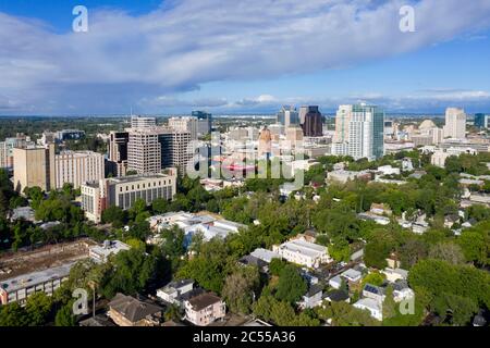 Aerial views of the downtown Sacramento skyline Stock Photo