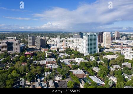 Aerial views of the downtown Sacramento skyline Stock Photo