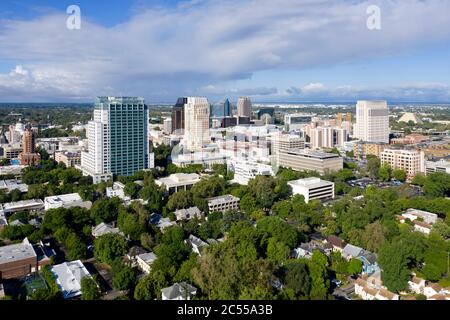 Aerial Of The Downtown Skyline Of Sacramento, California Stock Photo ...