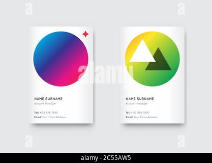 Vector Bright Trendy Vertical Business Card Set Stock Vector