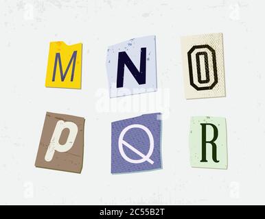 Colorful Newspaper Cut Letters Set Stock Vector