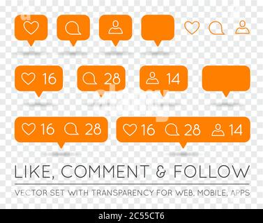 Vector Like, Follower, Comment Icon Set Stock Vector