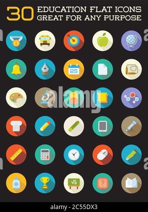 Set of Vector Education Flat Icons can be used as Logo or Icon in premium quality Stock Vector