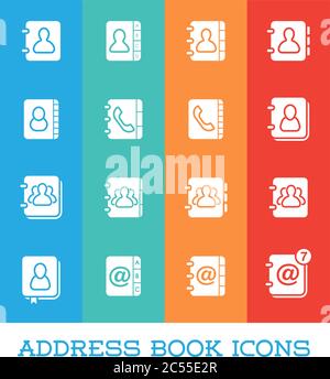 All Kinds of Contact Us Address Book Icons in Vector Isolated for Using in All Purposes Web, Mobile, App Making or Printing Stock Vector