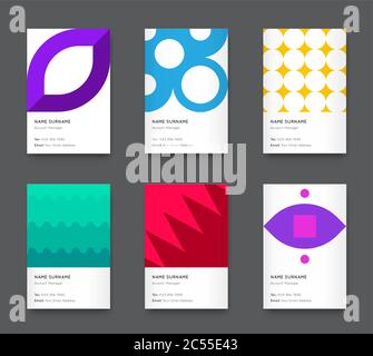 Vector Bright Trendy Vertical Business Card Set Stock Vector