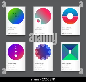 Vector Bright Trendy Vertical Business Card Set Stock Vector