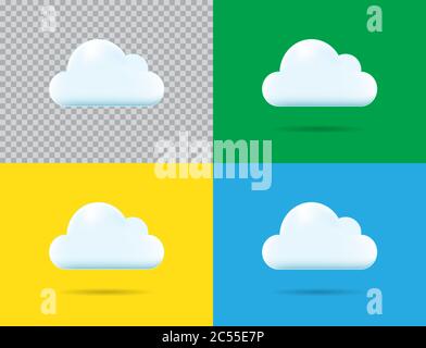 Professional Vector Cloud Icon Set in Vector Illustration Isolated on Blue Background Stock Vector