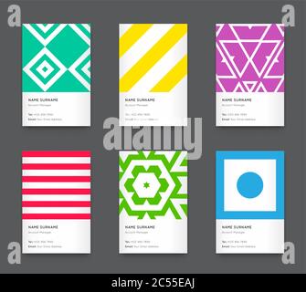 Vector Bright Trendy Vertical Business Card Set Stock Vector