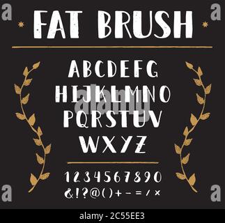 Vector Hand Drawn Sans Alphabet. Letters and Numbers Written with a Brush Pen with Ink Stock Vector