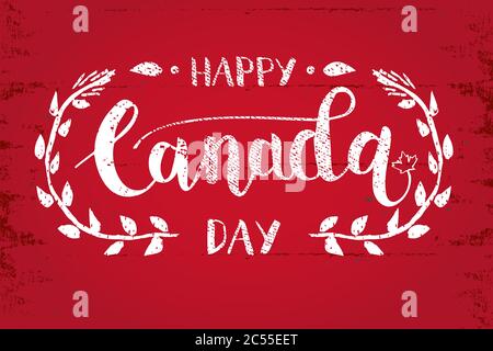 Happy Canada Day Hand Drawn Calligraphy Pen Brush Vector Stock Vector