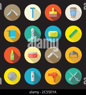 Set of Vector Barber Shop Elements and Shave Shop Icons Illustration can be used as Logo or Icon in premium quality Stock Vector