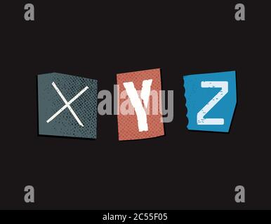 Colorful Newspaper Cut Letters Set Stock Vector