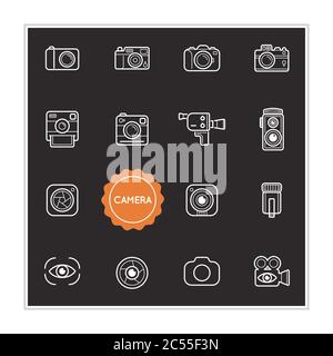 Set of Camera Photo Vector Illustration Elements can be used as Logo or Icon in premium quality Stock Vector