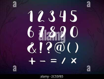 Script Numbers Hand Lettering Vector Hand Drawn Script Numbers from 0 to 9. Digits Written with a ...