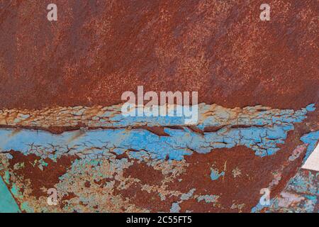blue colored metal, old rusty metal plate and background Stock Photo