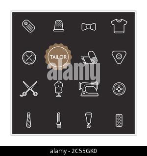 Set of Tailor Vector Illustration Elements can be used as Logo or Icon in premium quality Stock Vector