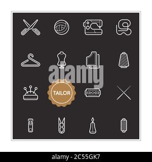 Set of Tailor Vector Illustration Elements can be used as Logo or Icon in premium quality Stock Vector