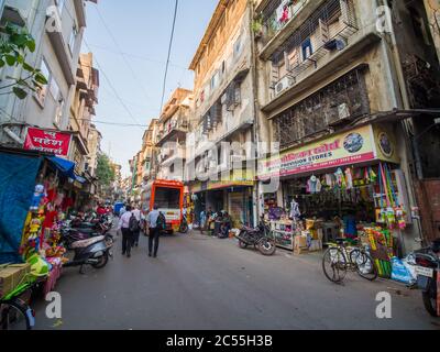 Mumbai, India - December 17, 2018: Shopping street in the city of Mumbai. India Stock Photo