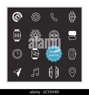 Set of Smart Watch Vector Illustration Elements can be used as Logo or Icon in premium quality Stock Vector
