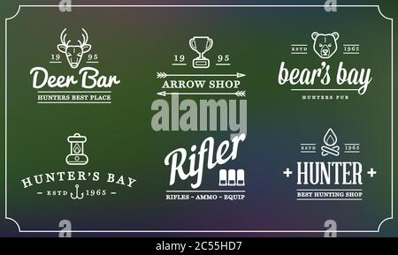Set of Vector Hunting Camping Sport Elements Illustration can be used as Logo or Icon in premium quality Stock Vector