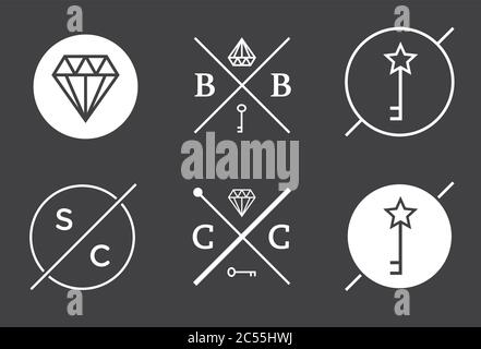 Set of Vector Outline Badges or Emblems Abstract Hipster Logo Templates Stock Vector