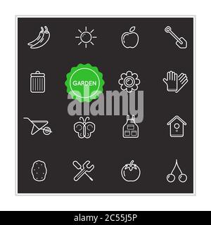 Set of Garden Vector Illustration Elements can be used as Logo or Icon in premium quality Stock Vector