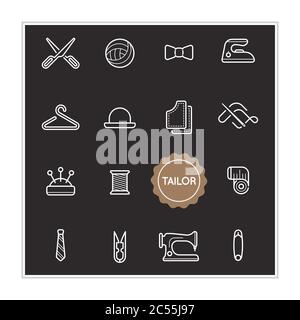 Set of Tailor Vector Illustration Elements can be used as Logo or Icon in premium quality Stock Vector