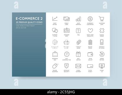 Set of Vector E-Commerce Icons Shopping and Online can be used as Logo or Icon in premium quality Stock Vector