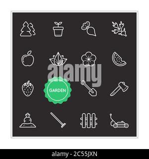 Set of Garden Vector Illustration Elements can be used as Logo or Icon in premium quality Stock Vector