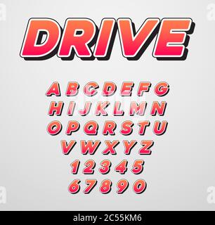 Red Racing Letters Speed letters set. Red race font. Italic bold racing style vector latin ...