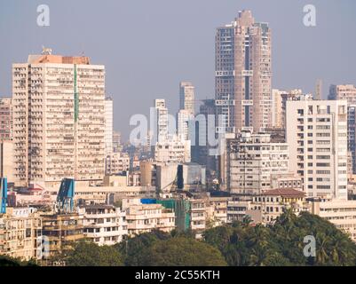 Mumbai skyline view from Marine Drive in Mumbai, India. Stock Photo